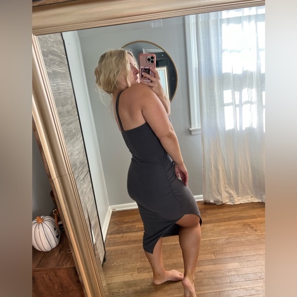 Heartloom Tricia Dress Grey Ribbed Midi One Shoulder XS - Picture 5 of 10